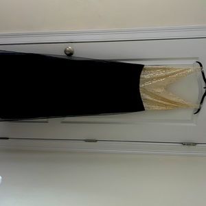 Gold and black long sleeveless dress